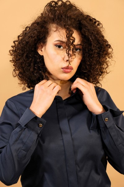 CHEMISE UNIE BLEU MARINE