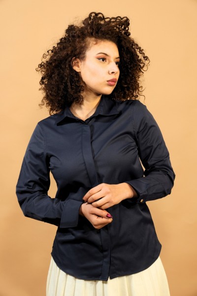 CHEMISE UNIE BLEU MARINE