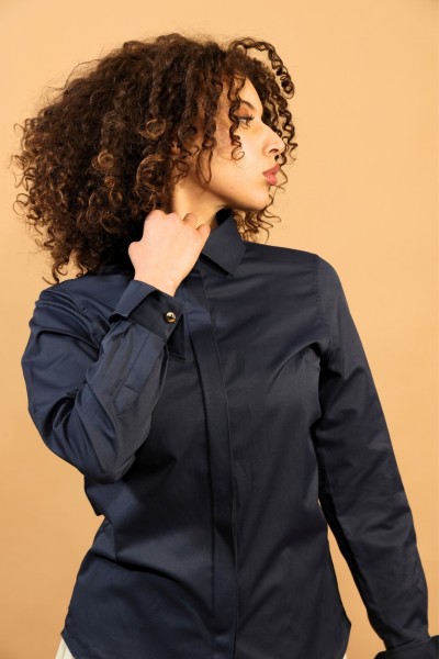 CHEMISE UNIE BLEU MARINE