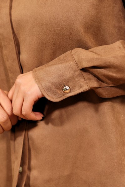 CHEMISE FAUX DAIM CAMEL