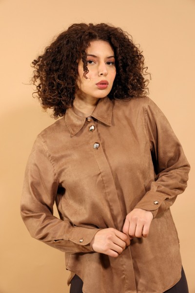 CHEMISE FAUX DAIM CAMEL
