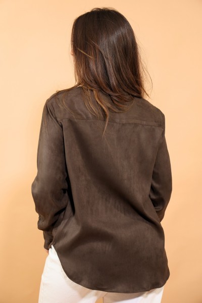CHEMISE FAUX DAIM MARRON