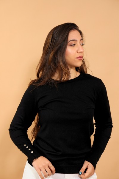 PULL COL ROND NOIR
