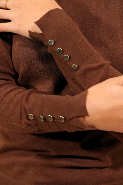 PULL COL ROND MARRON