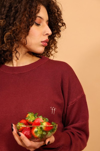 SET PULL OVERSIZE & JUPE BORDEAUX