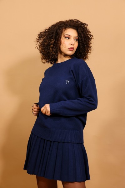 SET PULL OVERSIZE & JUPE BLEU MARINE