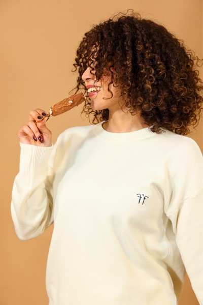 SET PULL OVERSIZE & JUPE ECRU