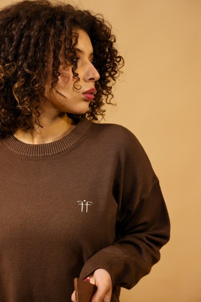 SET PULL OVERSIZE & JUPE MARRON